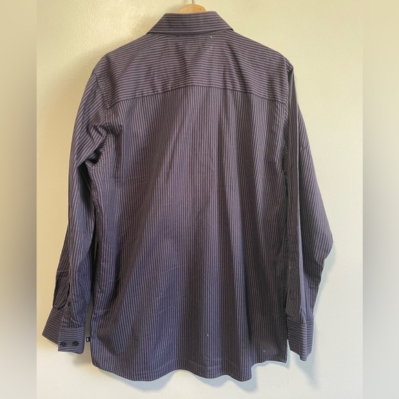 Jones New York Purple  & Black Striped Button Up Dress Shirt - Picture 7 of 8